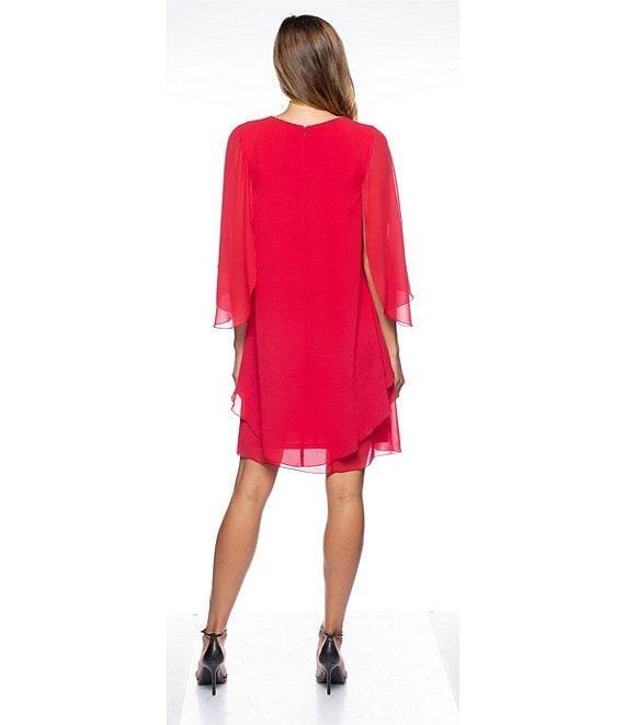 Marina 3/4 Sleeve Chiffon Overlay Shift Dress Product Image