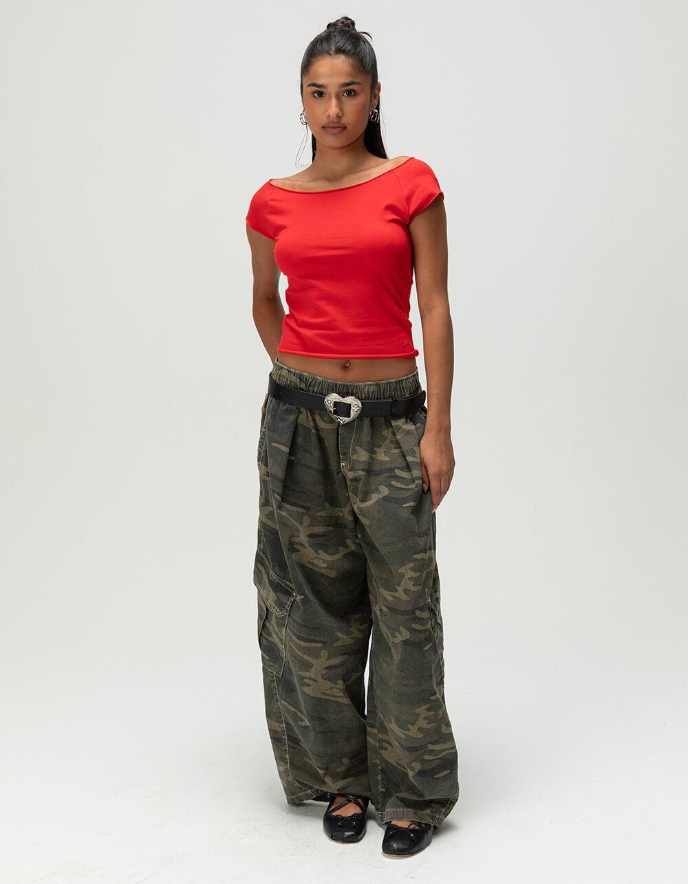 BDG Urban Outfitters Womens Boat Neck Crop Tee - RED Product Image