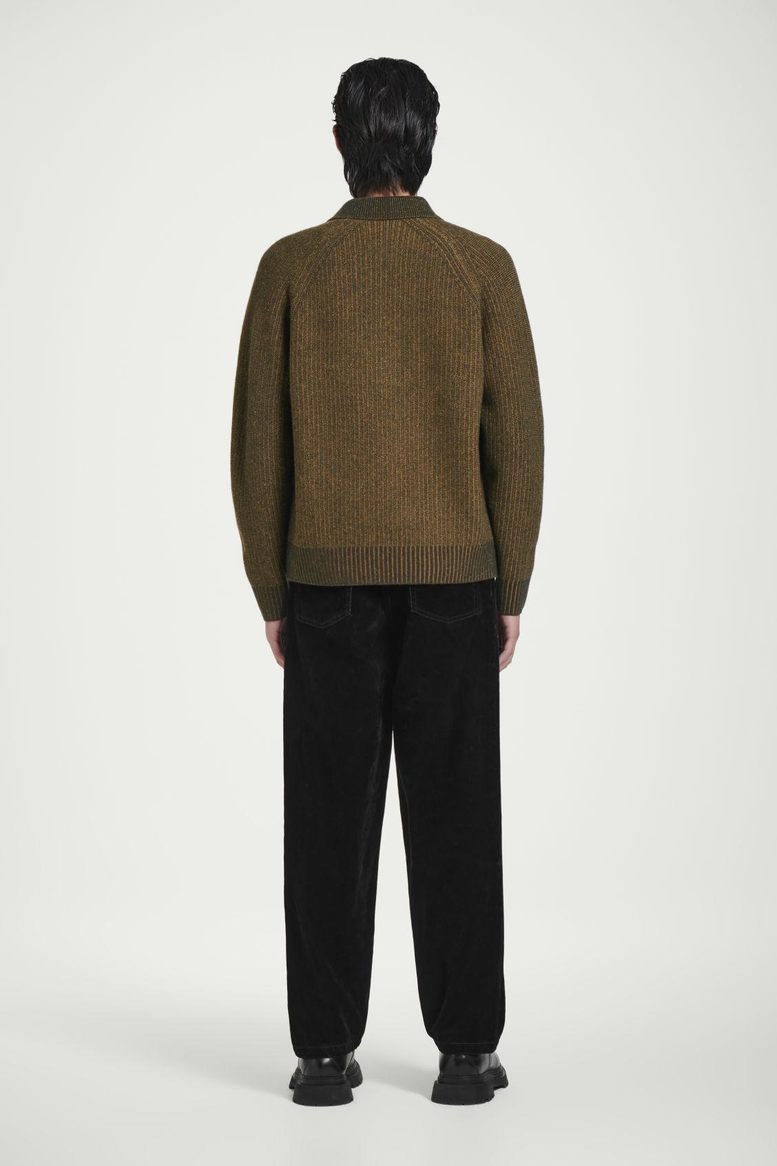 COLLARED MERINO WOOL-YAK BLEND HALF-ZIP SWEATER Product Image