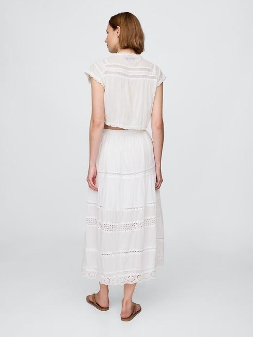 Tiered Lace-Trim Maxi Skirt Product Image