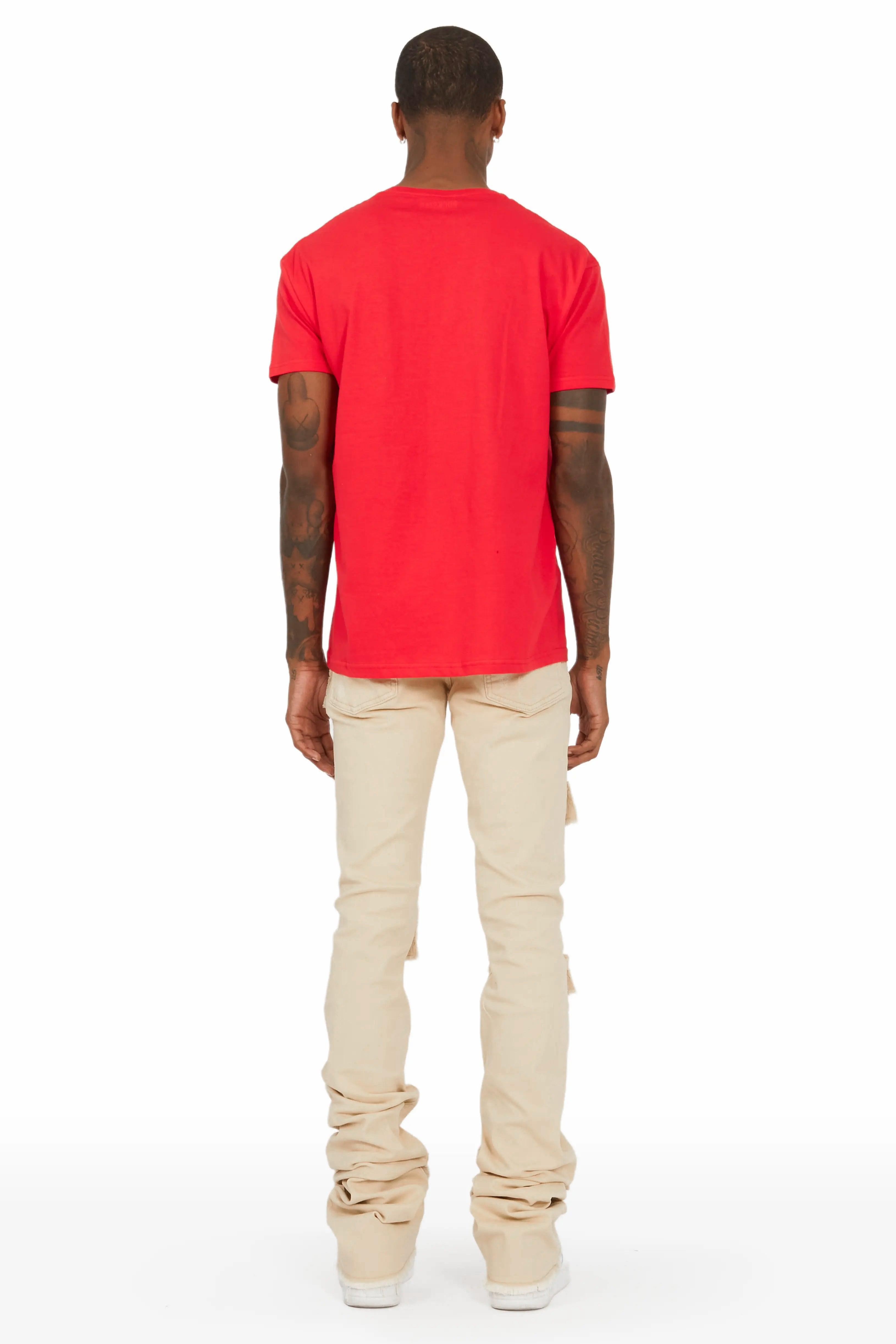 Petrus Beige Super Stacked Flare Jean Male Product Image