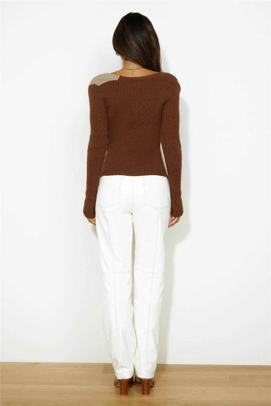 Stylish Winter Knit Top Brown Product Image