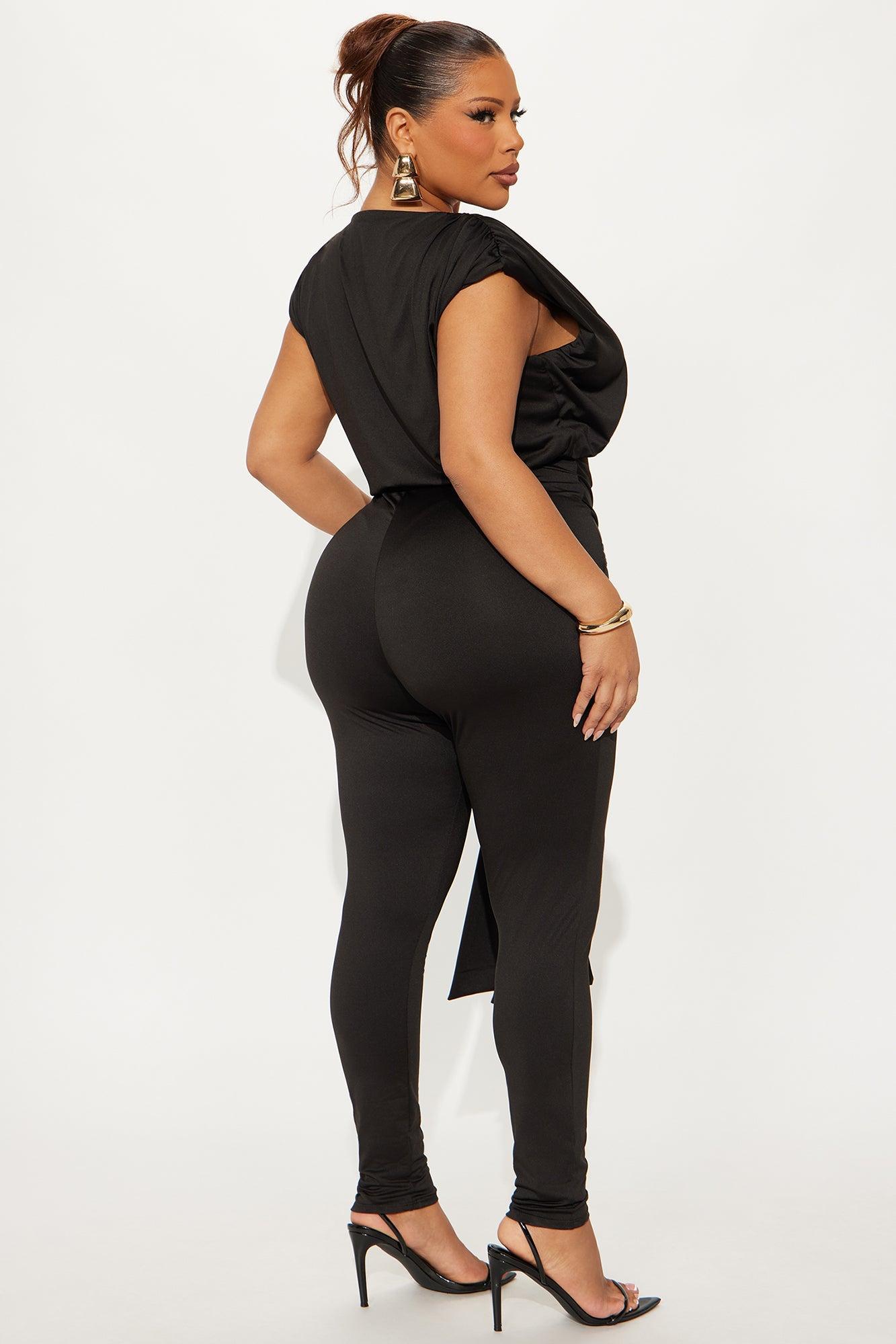 The Edit Short Sleeve Skinny Jumpsuit - Black Female Product Image