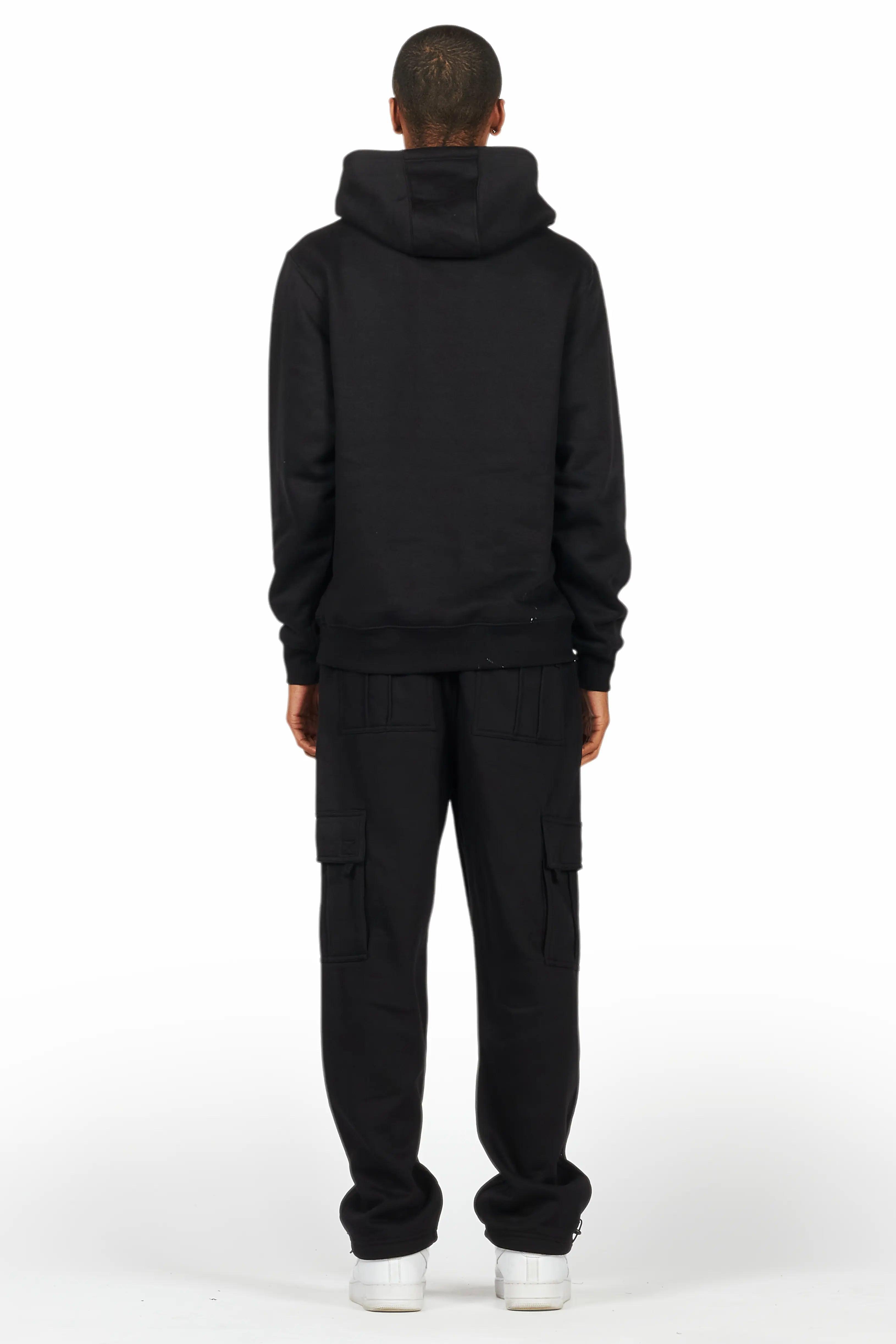 Raffer Black Hoodie/Cargo Sweat Pant Set Male Product Image