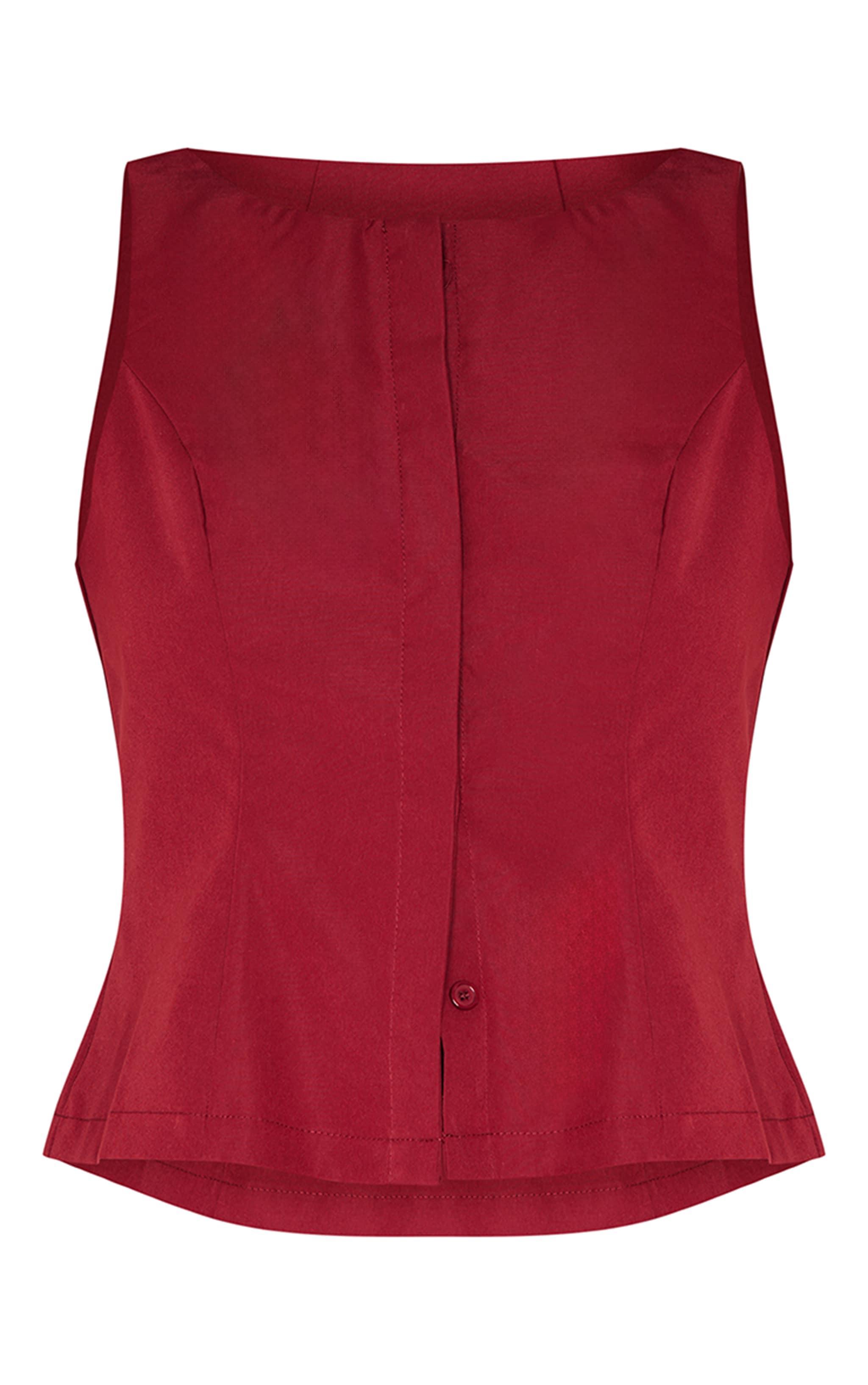 Burgundy Woven Vest Product Image