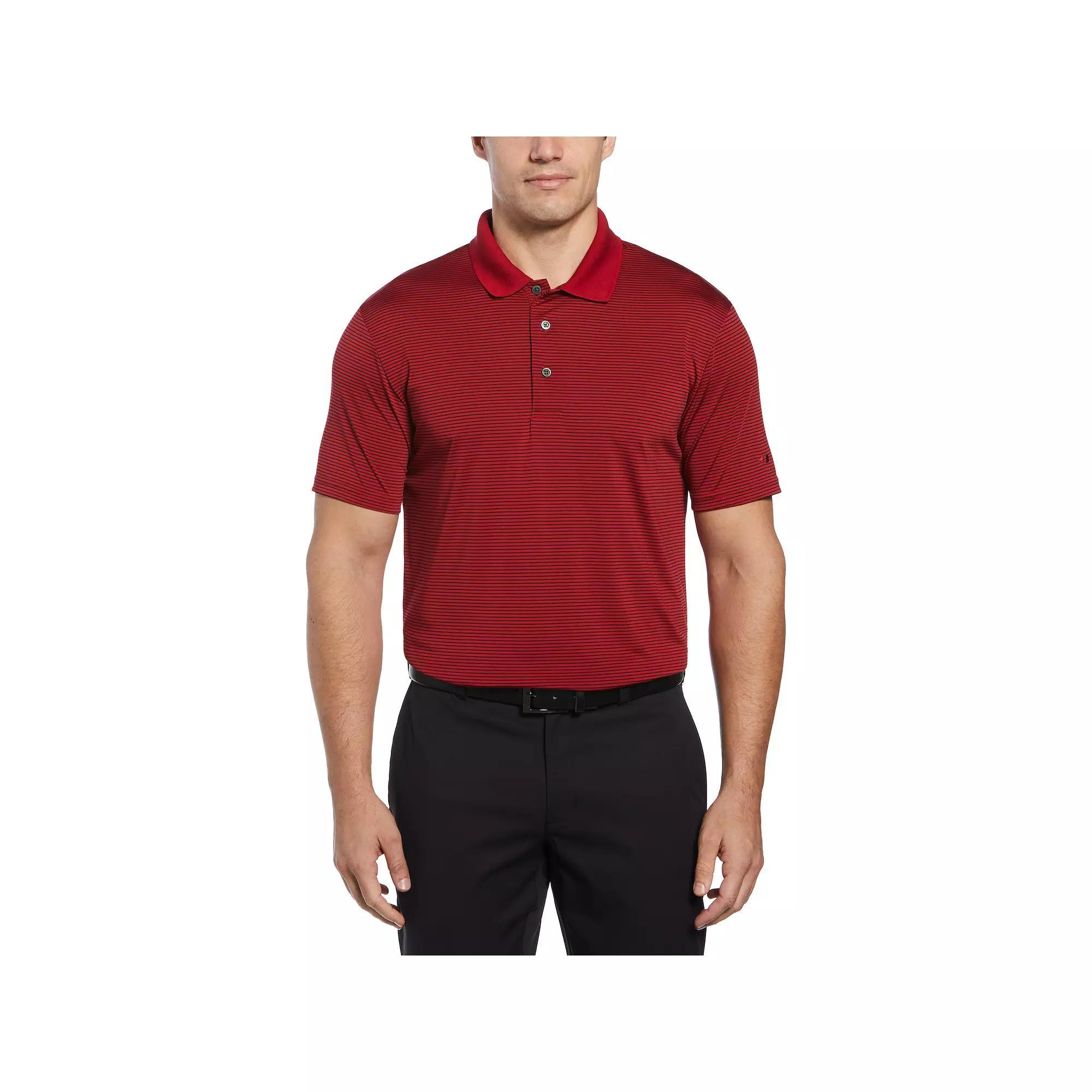 Mens Grand Slam Off Course Championship Striped Golf Polo Red Pepper Product Image