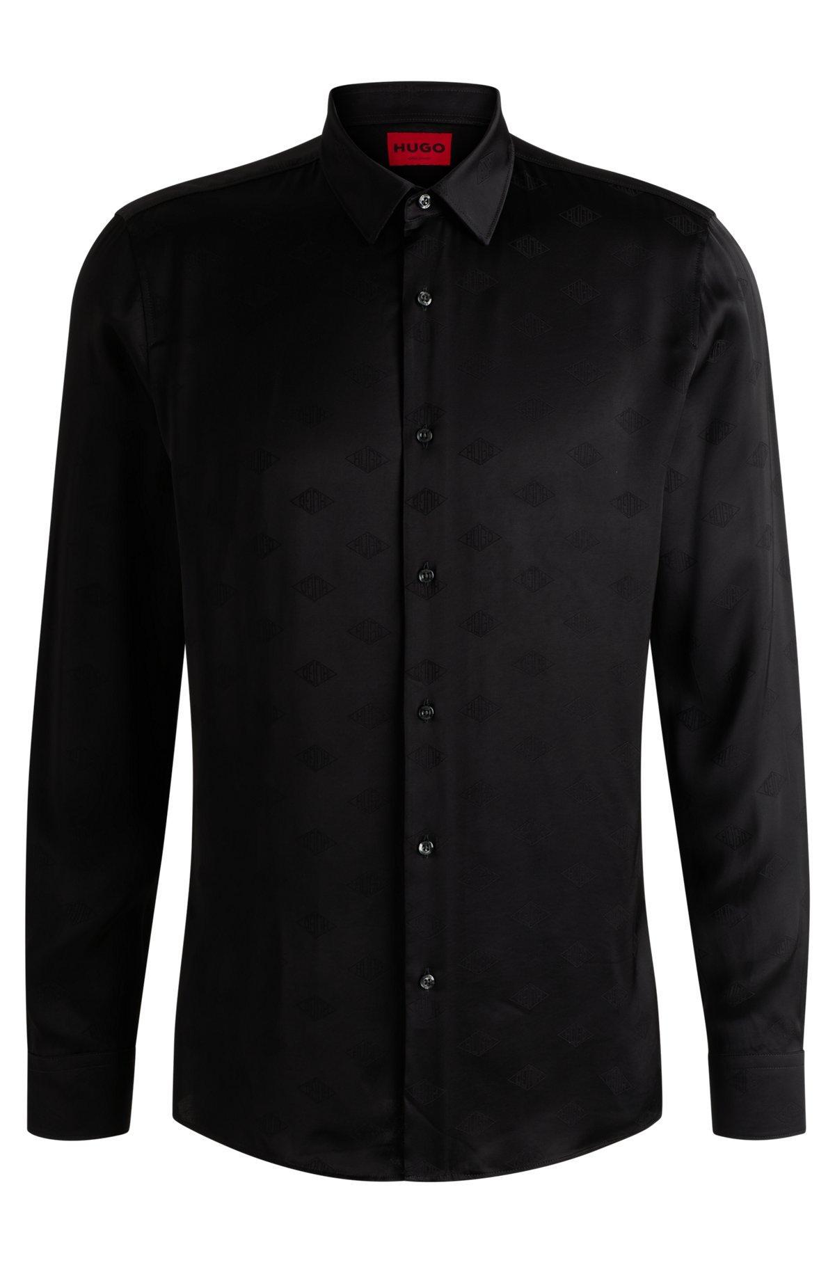 Extra-slim-fit shirt with geometric-logo jacquard Product Image