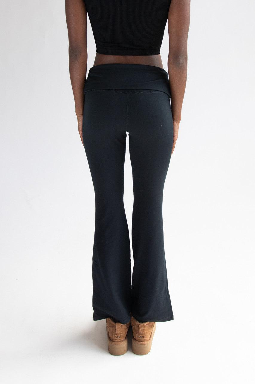 Fold Over Fleece Lined Flare Leggings Product Image