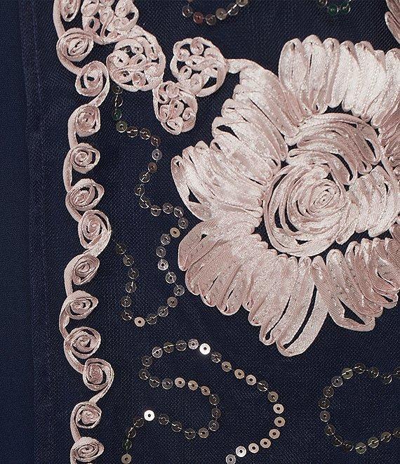 R & M Richards Petite Size Embroidered Soutache Sequin 3/4 Sleeve Jacket Dress Product Image