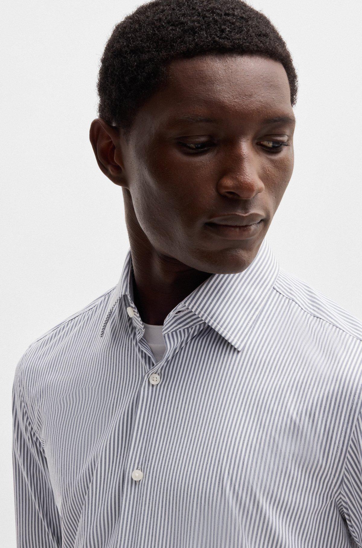 Slim-fit shirt in striped performance-stretch fabric Product Image
