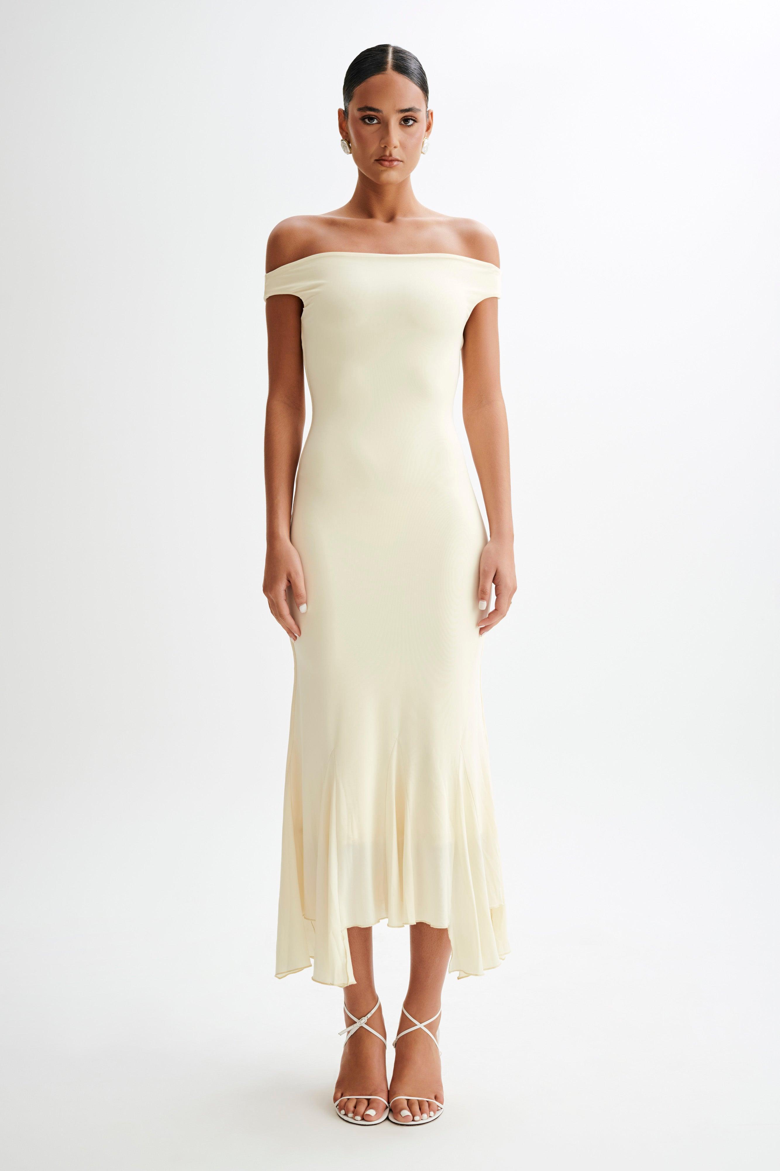 Analina Slinky Handkerchief Midi Dress - Lemon Sherbet Product Image