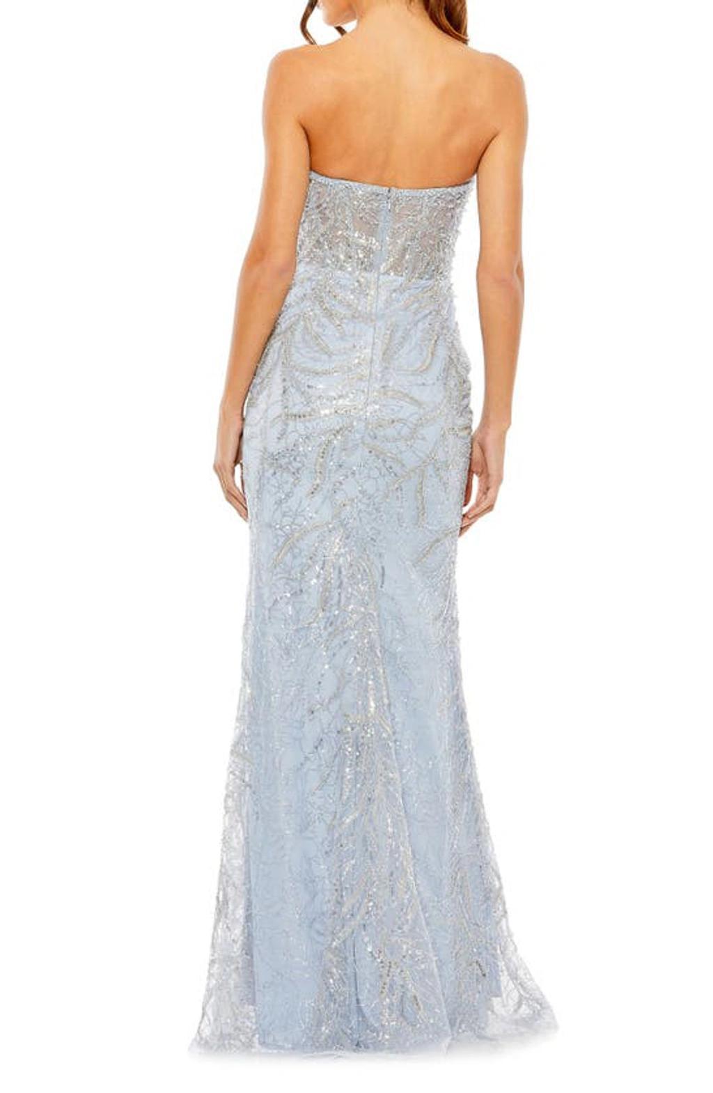 Strapless Embellished Sequin Column Gown In Powder Blue Product Image