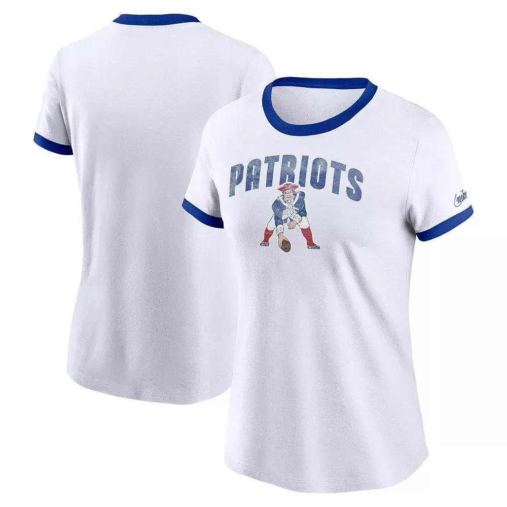 Women's Nike White New England Patriots Rewind Ringer T-Shirt,  Product Image