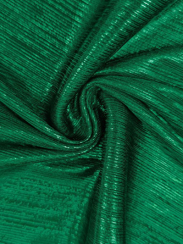 High Waisted Three-Quarter Sleeves Shiny Solid Color Deep V-Neck Jumpsuits Bottoms Product Image