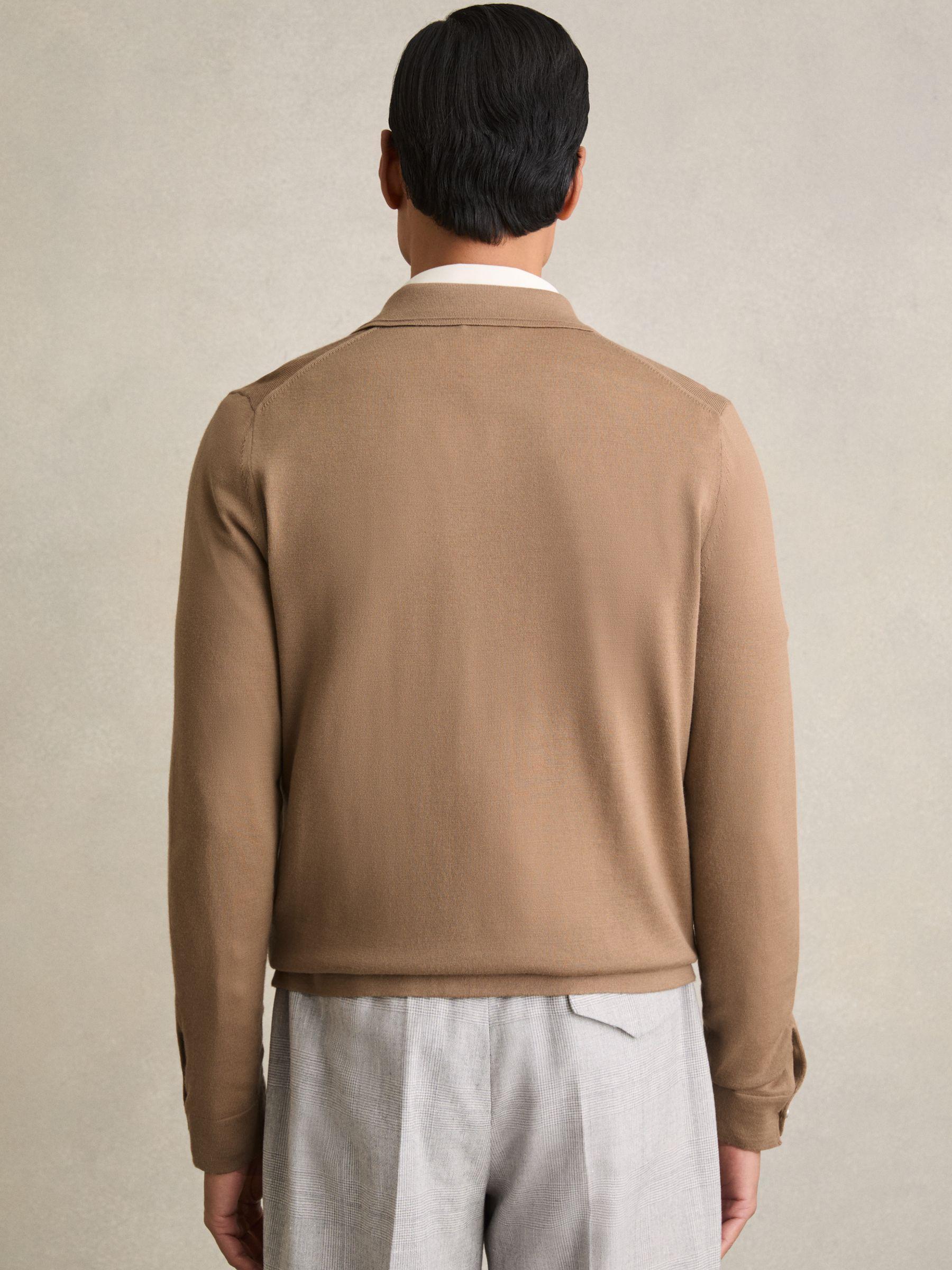 Merino Wool Button Through Cardigan in Camel Product Image