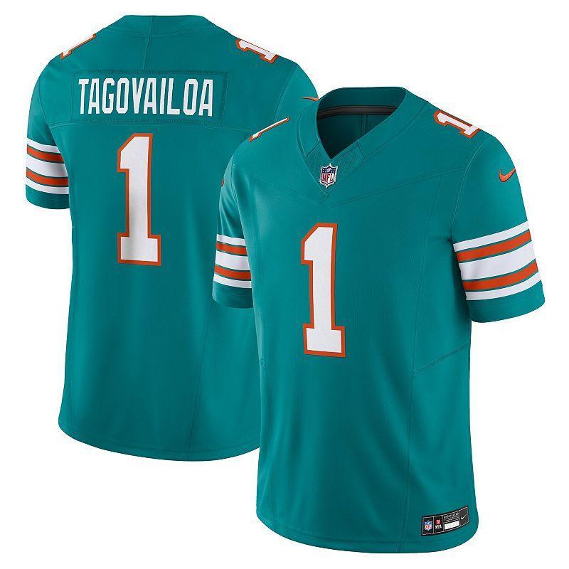 Men's Nike Tua Tagovailoa Aqua Miami Dolphins Alternate Vapor F.U.S.E. Limited Jersey, Size: 3XL, Turquoise A Product Image