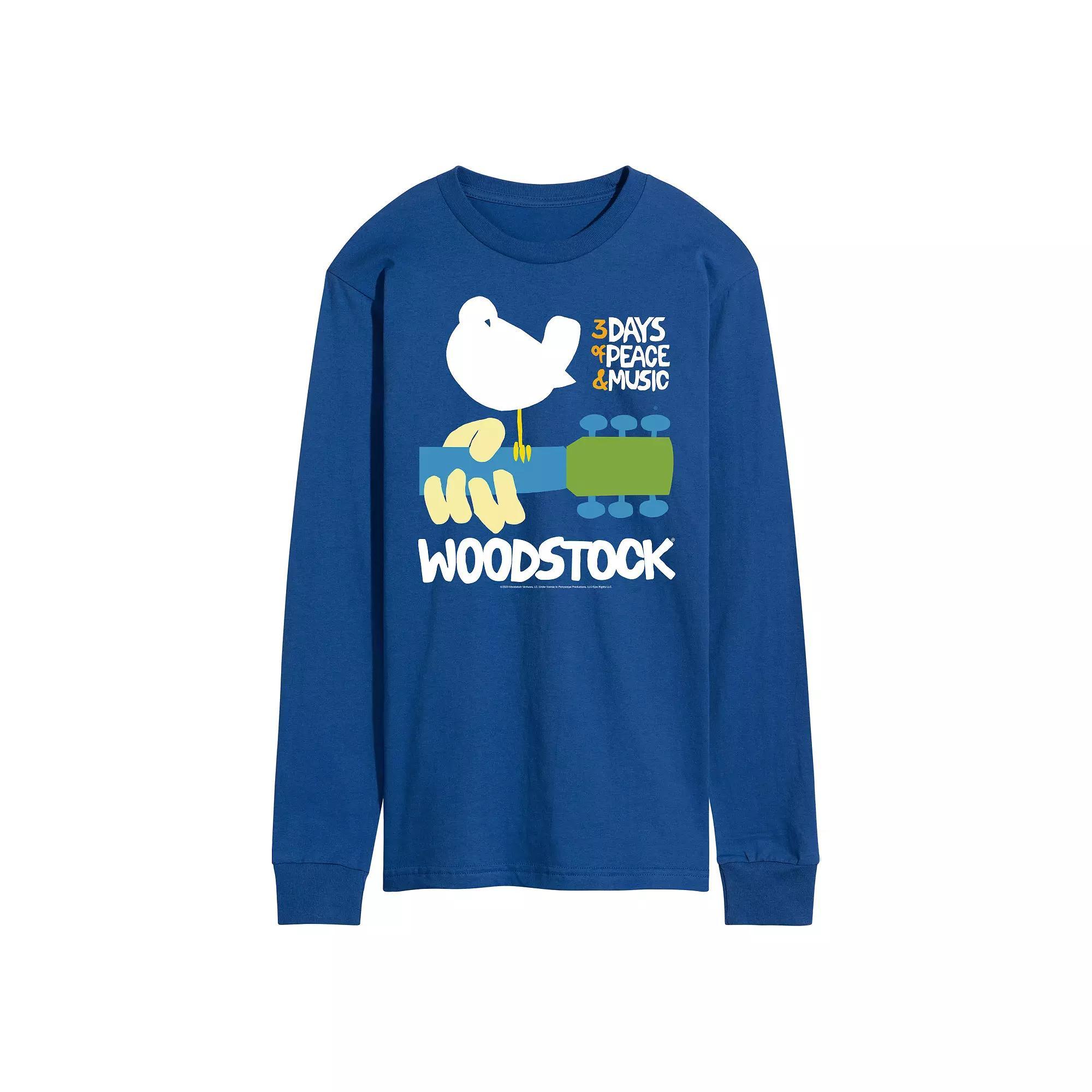 Men's Woodstock Poster Long Sleeve Graphic Tee, Size: XXL, Blue Product Image