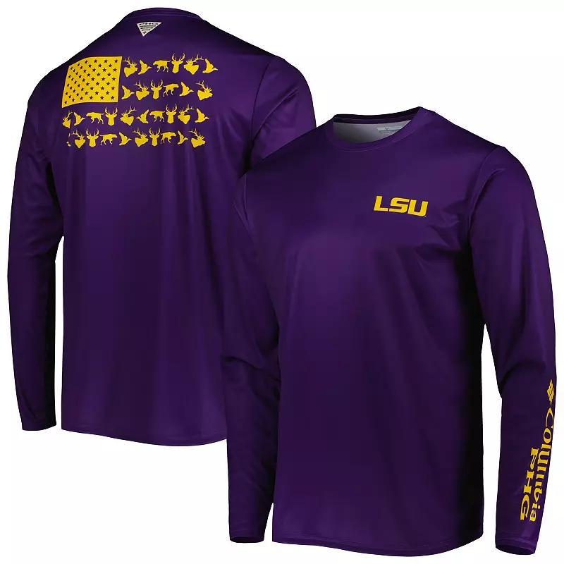 Mens Columbia LSU Tigers Terminal Shot Omni-Shade Omni-Wick Long Sleeve T-Shirt Product Image