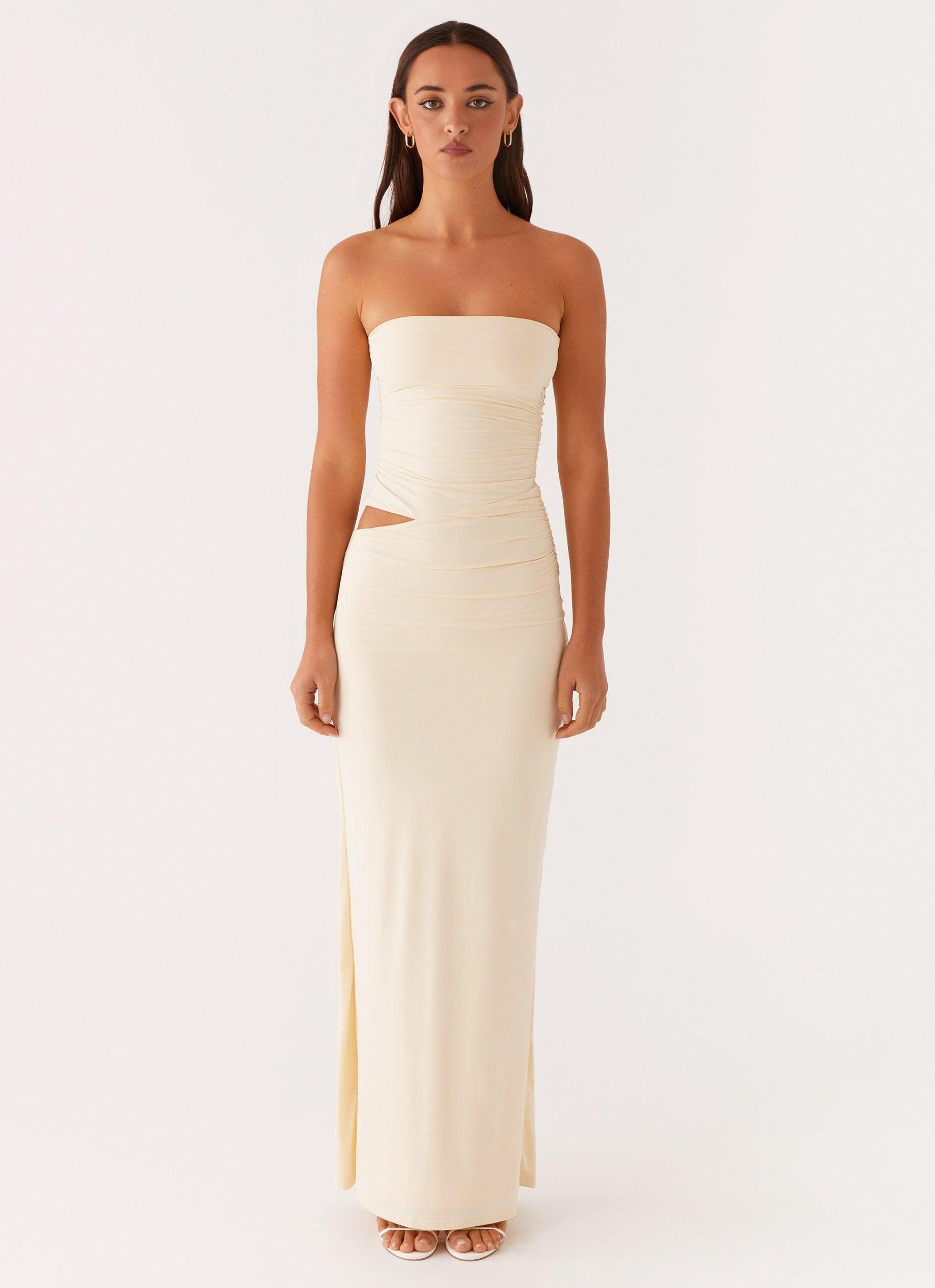Romee Strapless Maxi Dress - Pastel Yellow Product Image