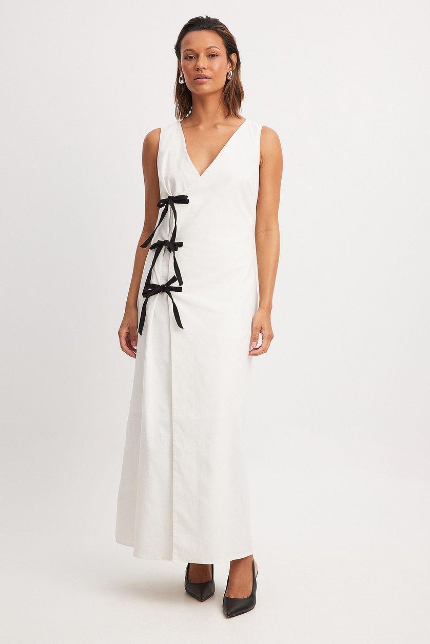 Asymmetric Bow Detail Midi Dress Product Image
