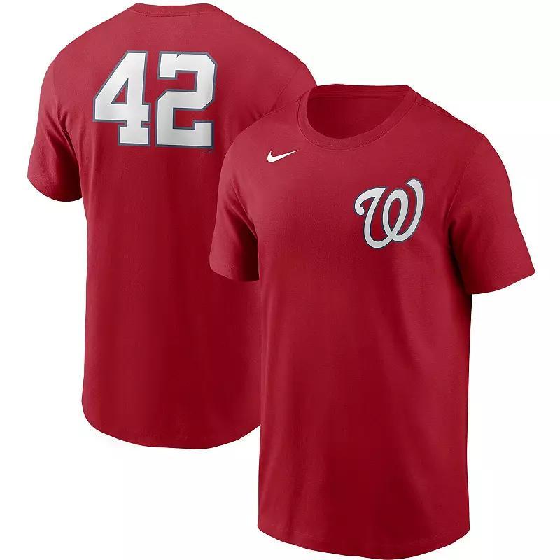 Men's Nike Red Washington Nationals Jackie Robinson Day Team 42 T-Shirt, Size: Small Product Image