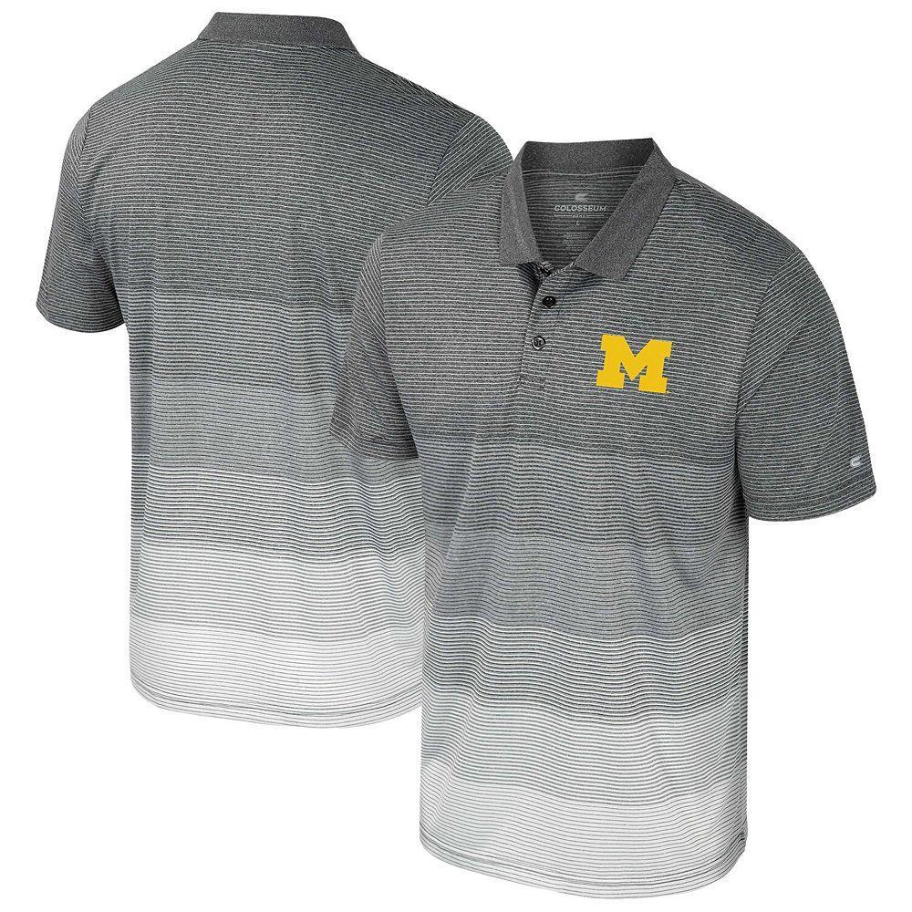 Men's Colosseum Gray Michigan Wolverines Striped Mesh Polo, Size: Medium, Grey Product Image