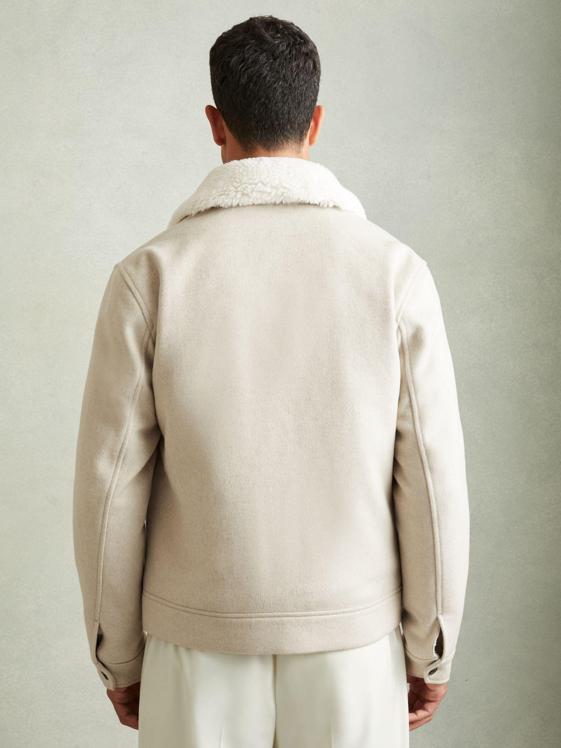 Wool Blend and Faux Shearling Jacket in Stone Melange Product Image