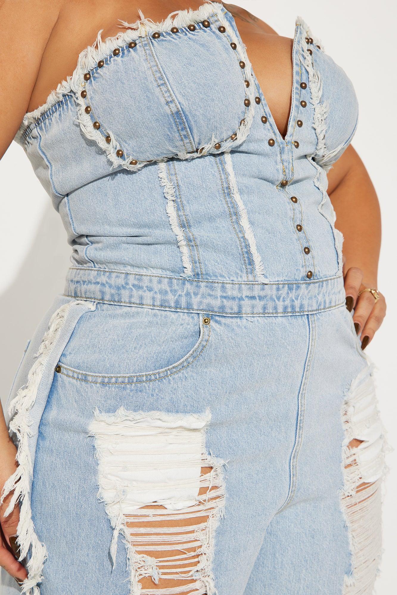 Demi Distressed Jumpsuit - Denim Product Image