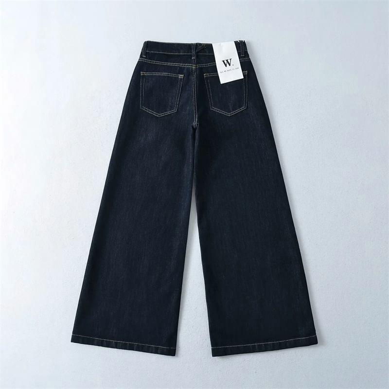 High Waist Unwashed Wide Leg Jeans (Various Designs) Product Image