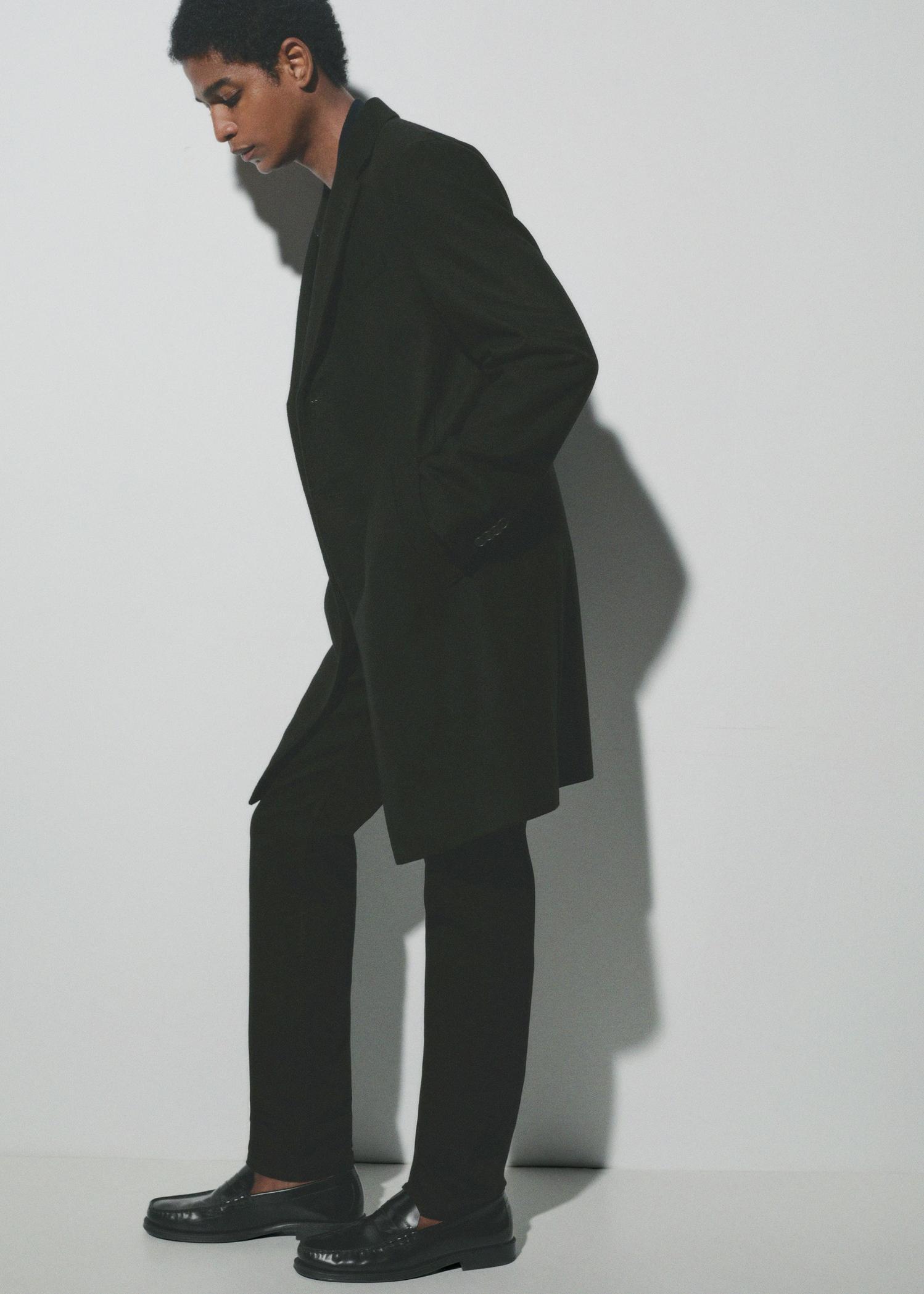 Long recycled wool coat - Men | MANGO USA Product Image