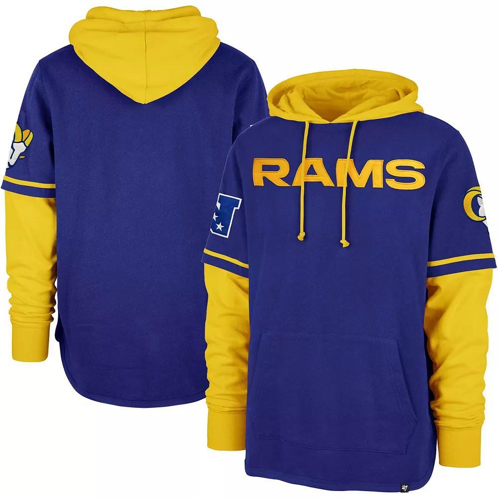 Men's '47 Royal Los Angeles Rams Shortstop Pullover Hoodie, Size: Large, Blue Product Image