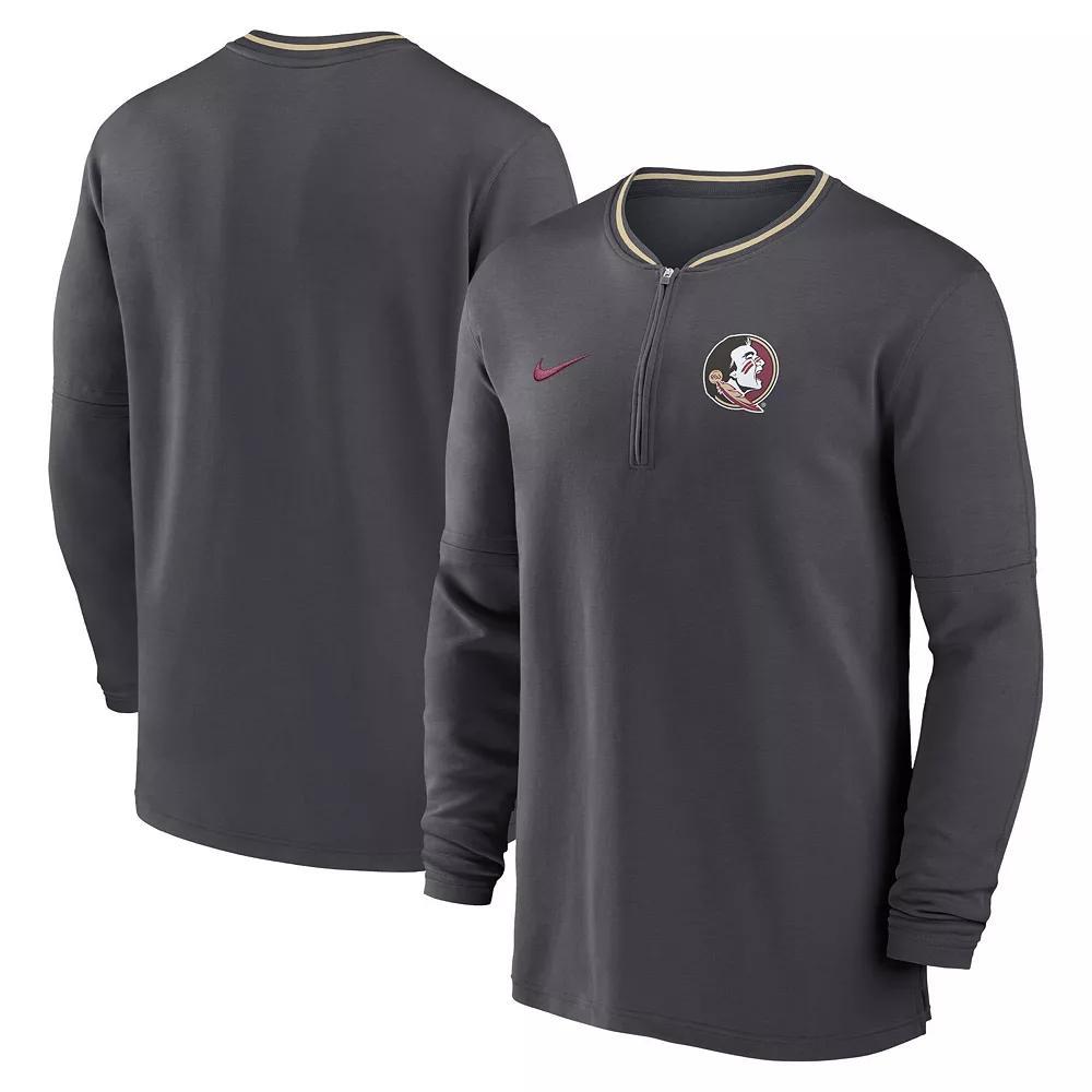 Men's Nike Anthracite Florida State Seminoles 2024 Sideline Coach Performance Half-Zip Long Sleeve Top, Size: Large, Grey Product Image