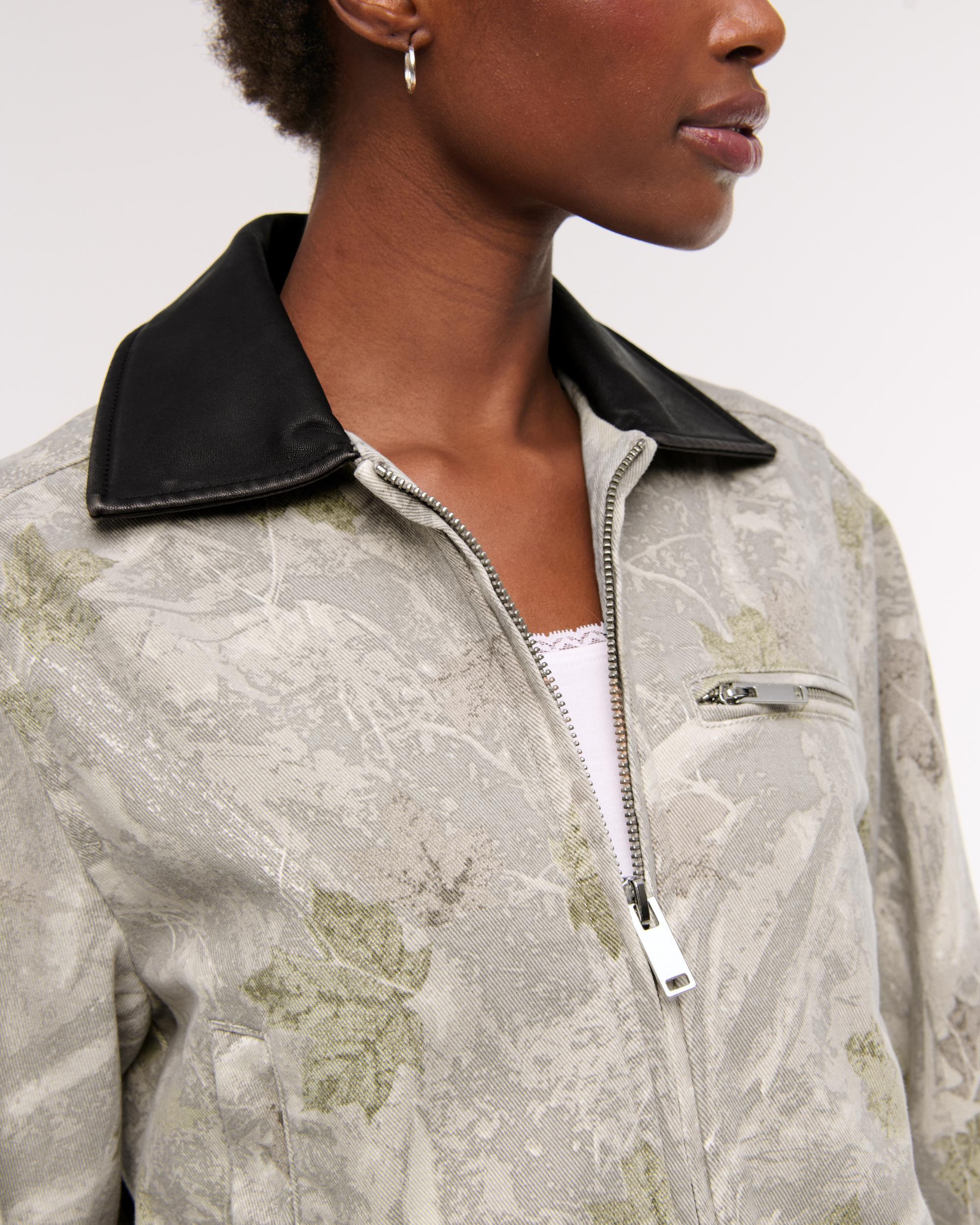 Cropped Twill Trucker Jacket Product Image