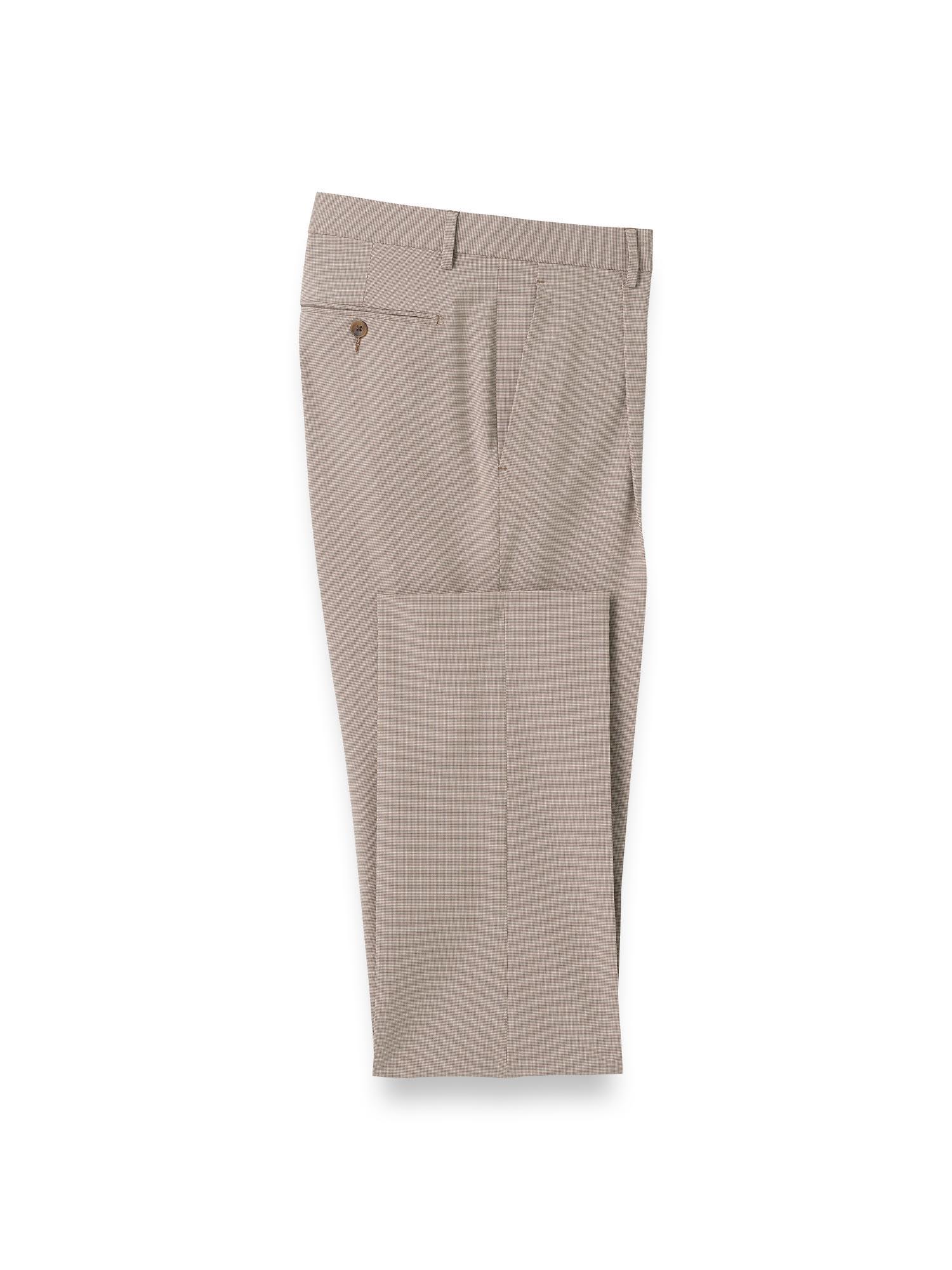 Microfiber Check Single Pleat Pants - Navy Product Image