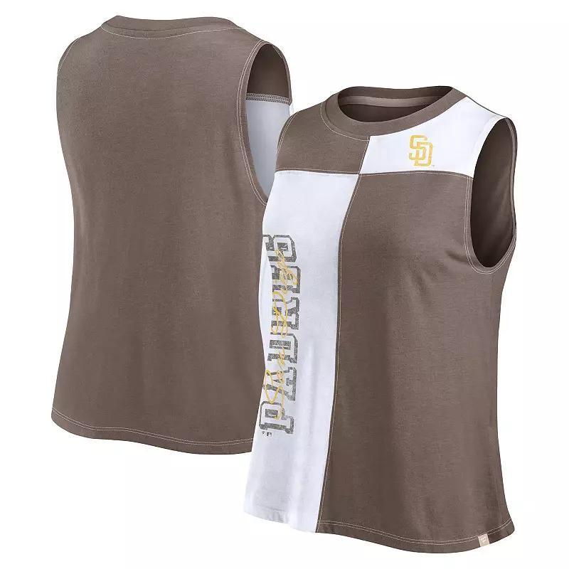 Women's Fanatics Branded Brown/White San Diego Padres Color-Block Tank Top,  Product Image