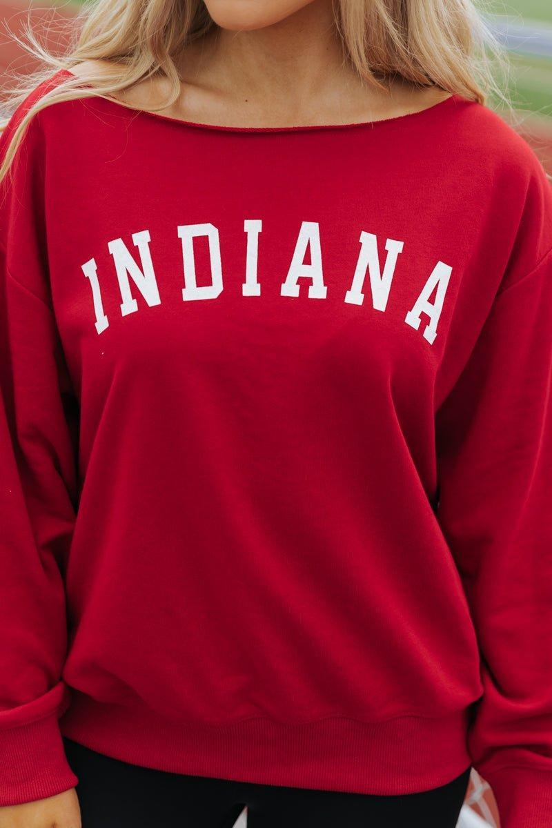 Red Indiana Boat Neck Sweatshirt - FINAL SALE Product Image