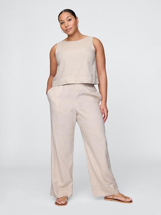 Linen-Blend Easy Wide-Hem Pants Product Image