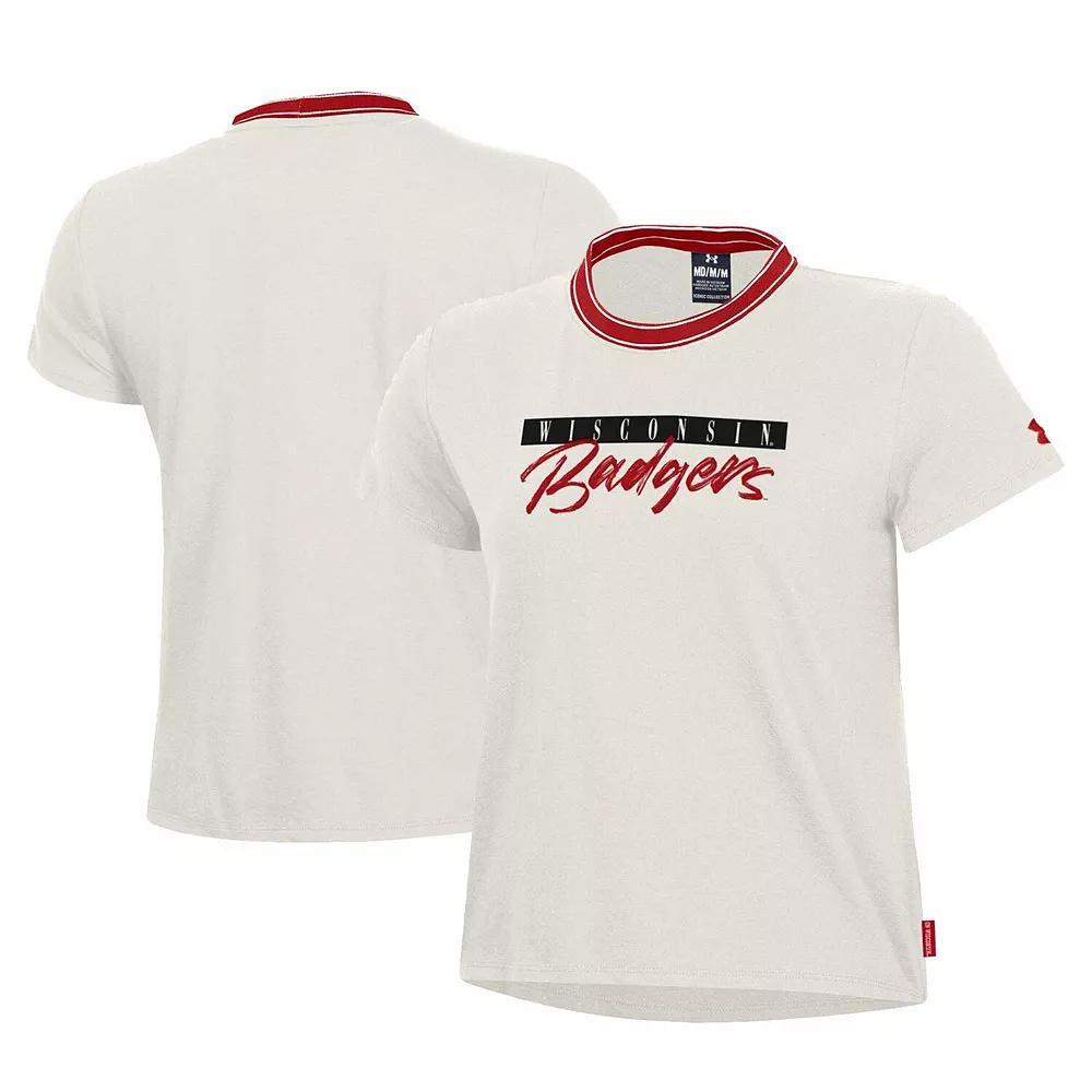 Women's Under Armour White Wisconsin Badgers Iconic T-Shirt,  Product Image