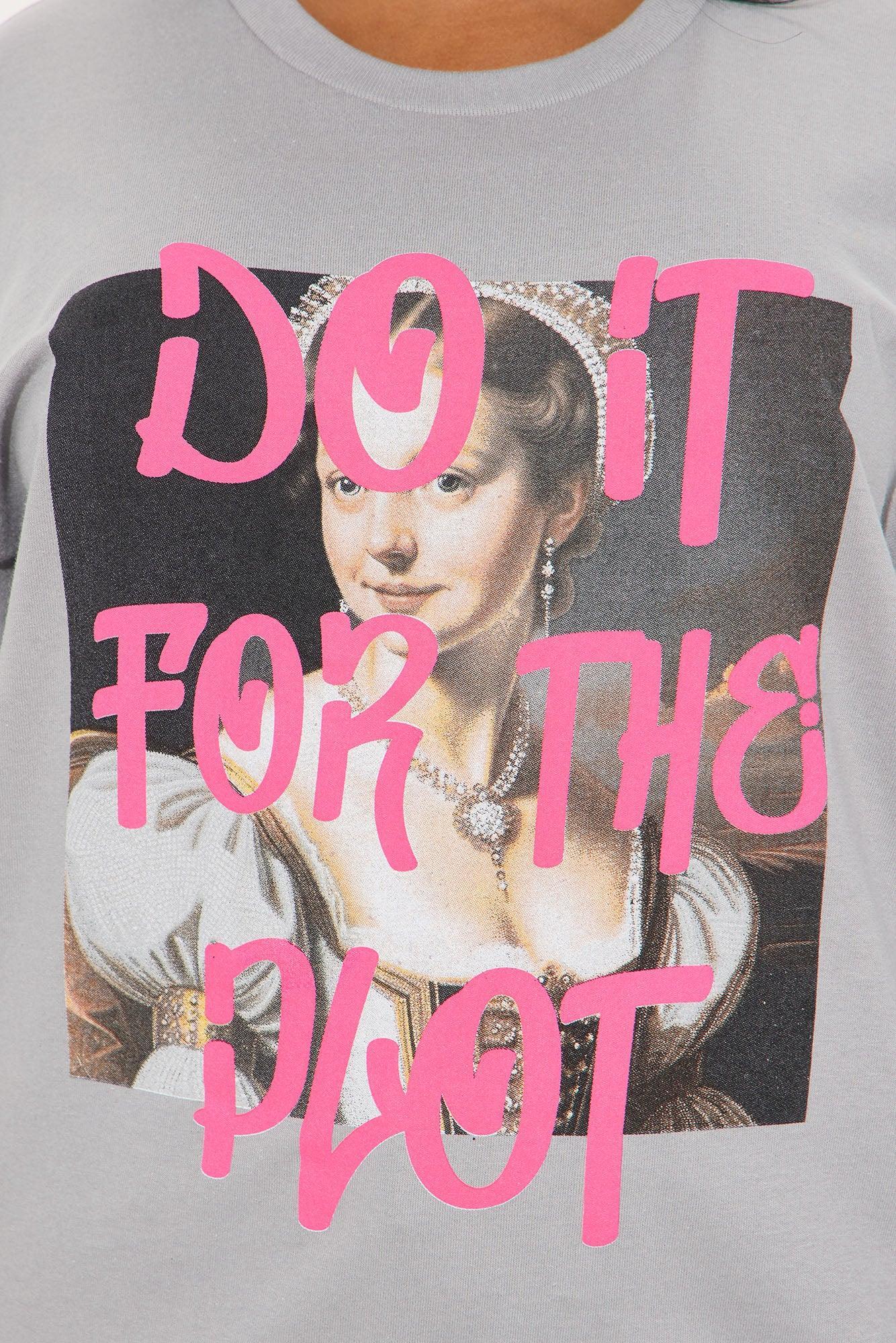 Do It For The Plot Oversized Tee - Charcoal Female Product Image