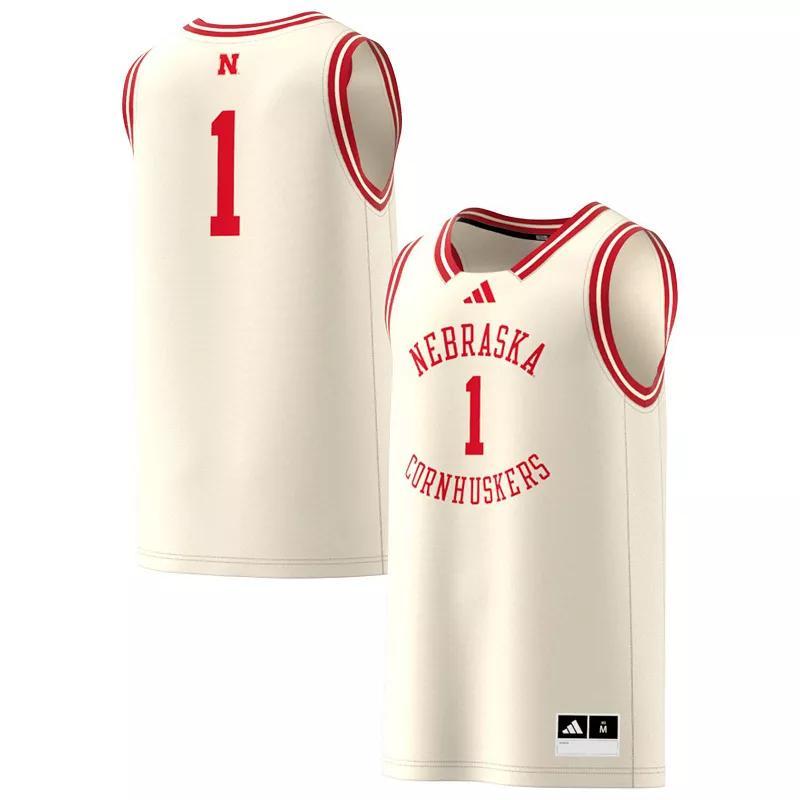 Mens adidas #1 Cream Nebraska Huskers Replica Swingman Jersey Product Image