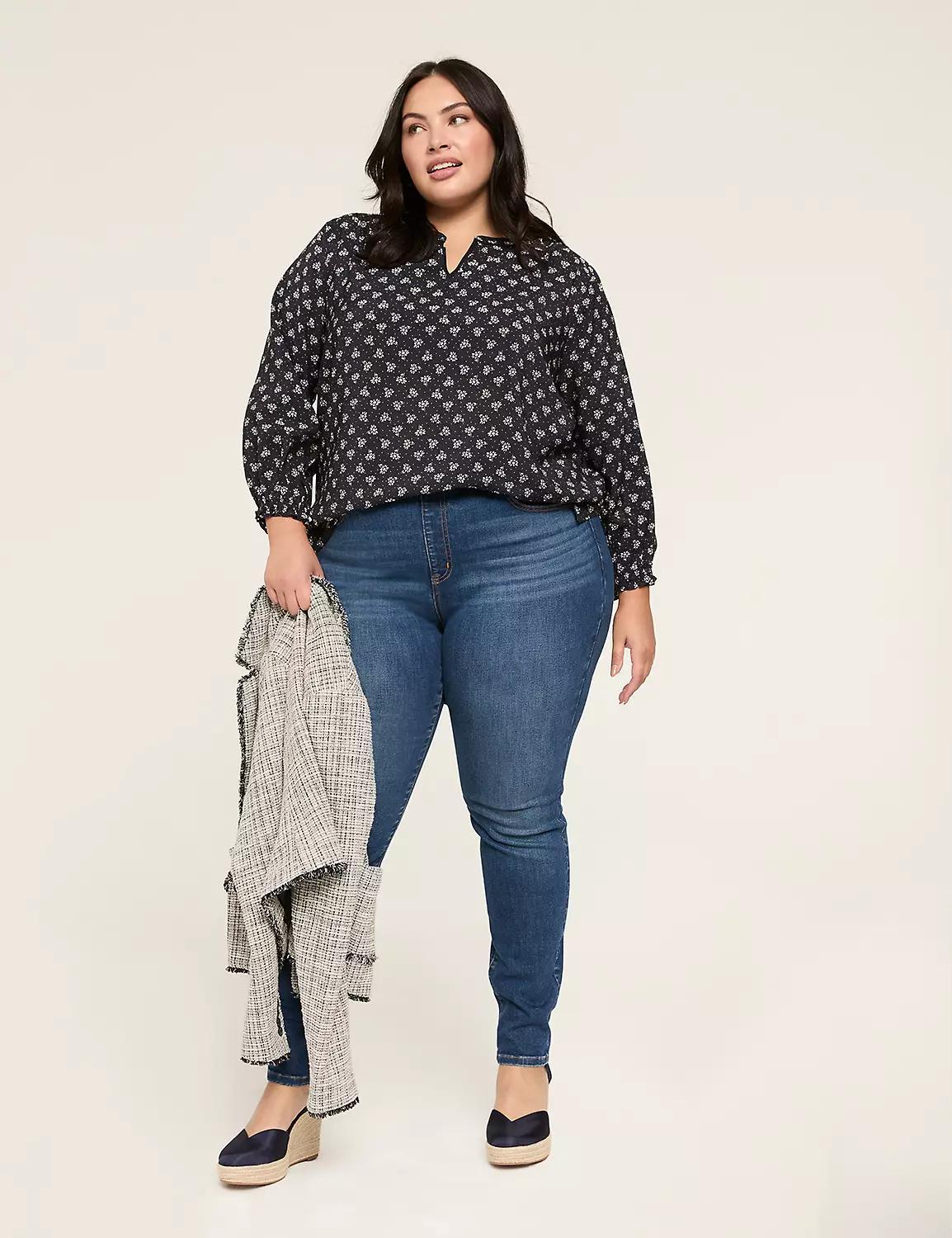 Split-Neck Popover Blouse Product Image