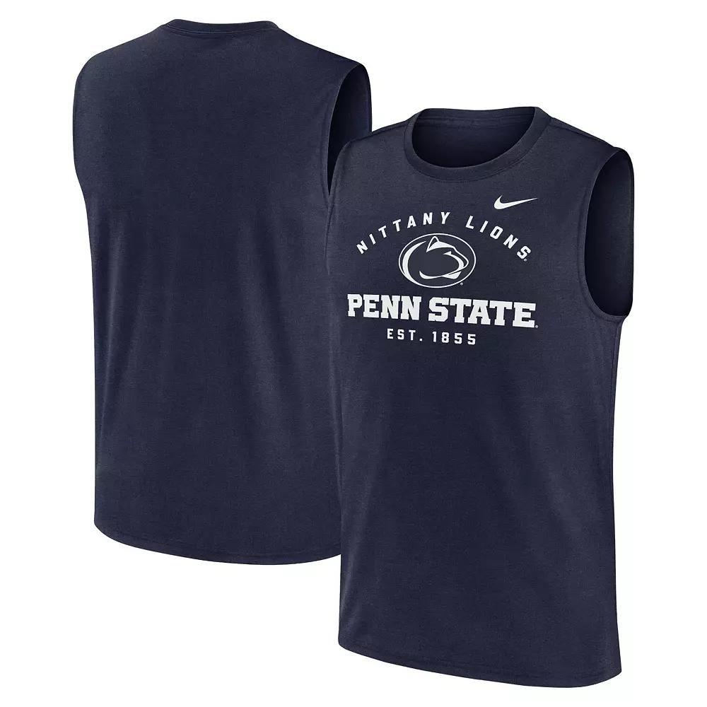 Men's Nike Navy Penn State Nittany Lions Primetime Legend Lock Up Performance Muscle Tank Top, Size: Large, Blue Product Image