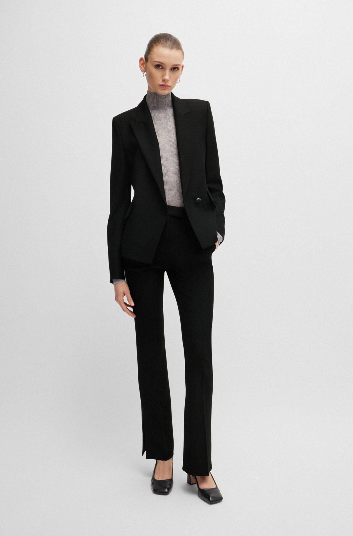 BOSS - Regular-fit double-breasted jacket in stretch material - Black Product Image