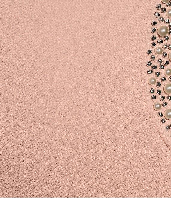 Marina Sweetheart Neck Cap Sleeve Beaded Side Detail Sheath Dress Product Image