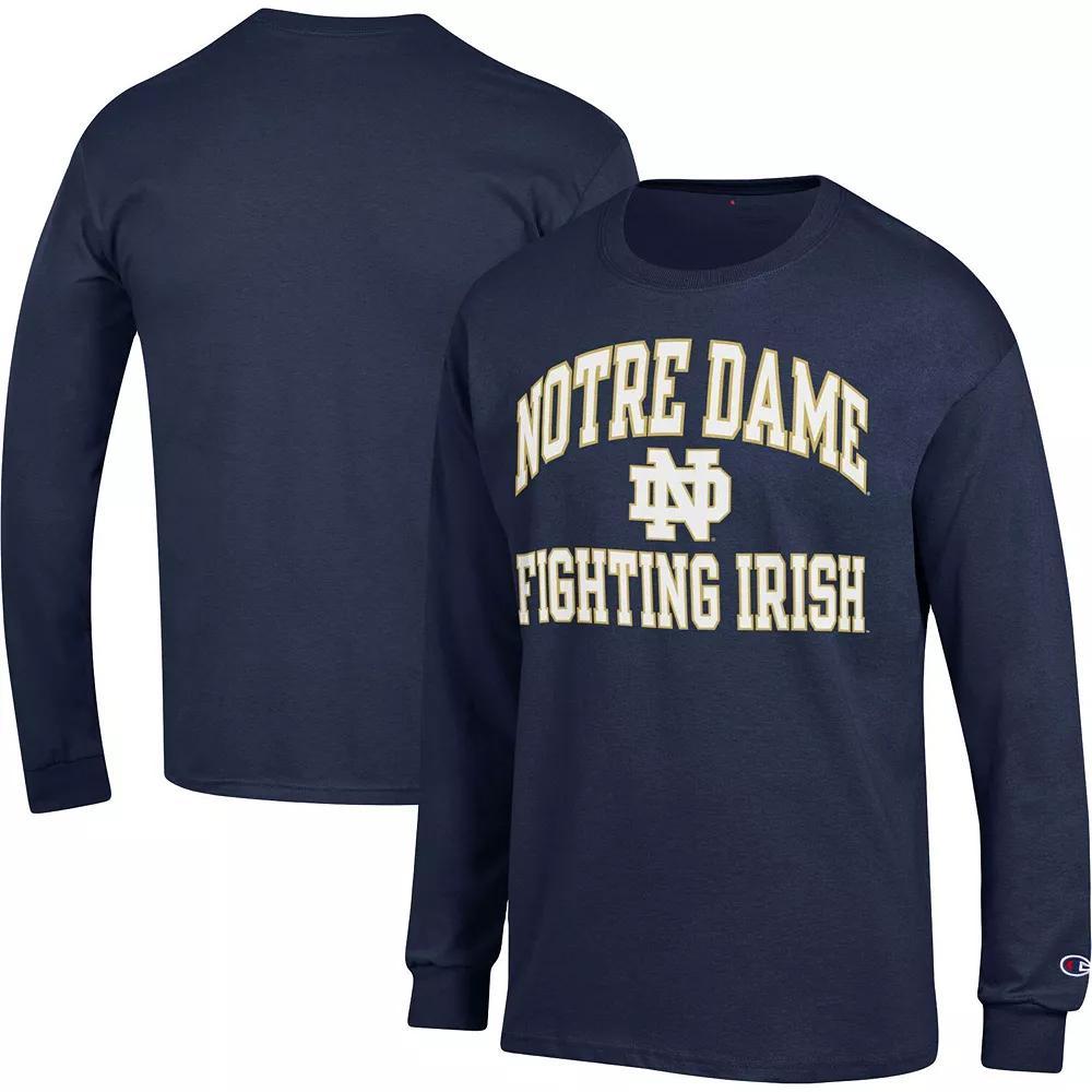Men's Champion Navy Notre Dame Fighting Irish High Motor Long Sleeve T-Shirt, Size: Medium, Blue Product Image