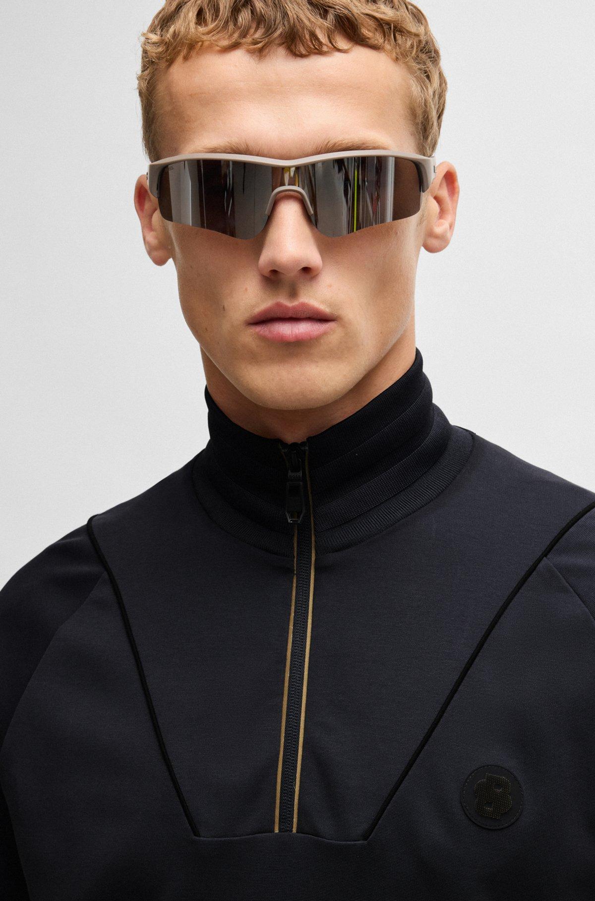 Cotton zip-neck sweatshirt with Double B monogram Product Image