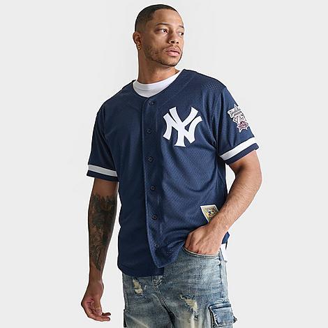 Mens Mitchell & Ness Derek Jeter Navy New York Yankees Cooperstown Collection Mesh Batting Practice Button-Up Jersey - Navy Product Image