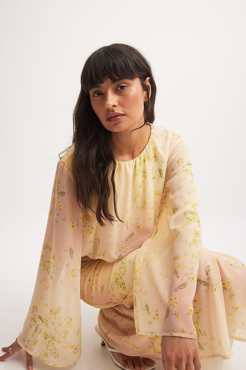 Draped Flowy Long Sleeve Blouse Product Image