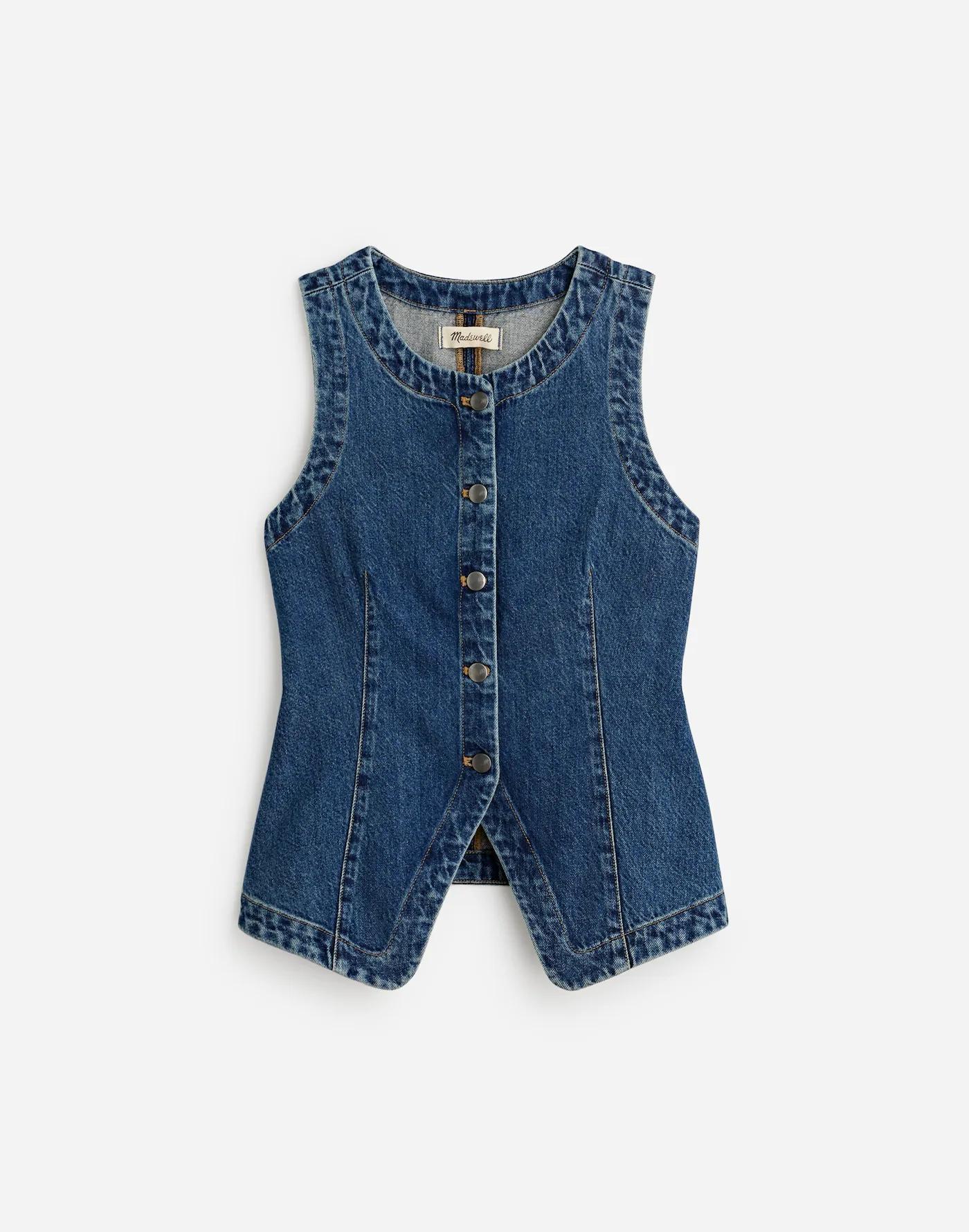 Denim Crewneck Vest in Concho Wash Product Image