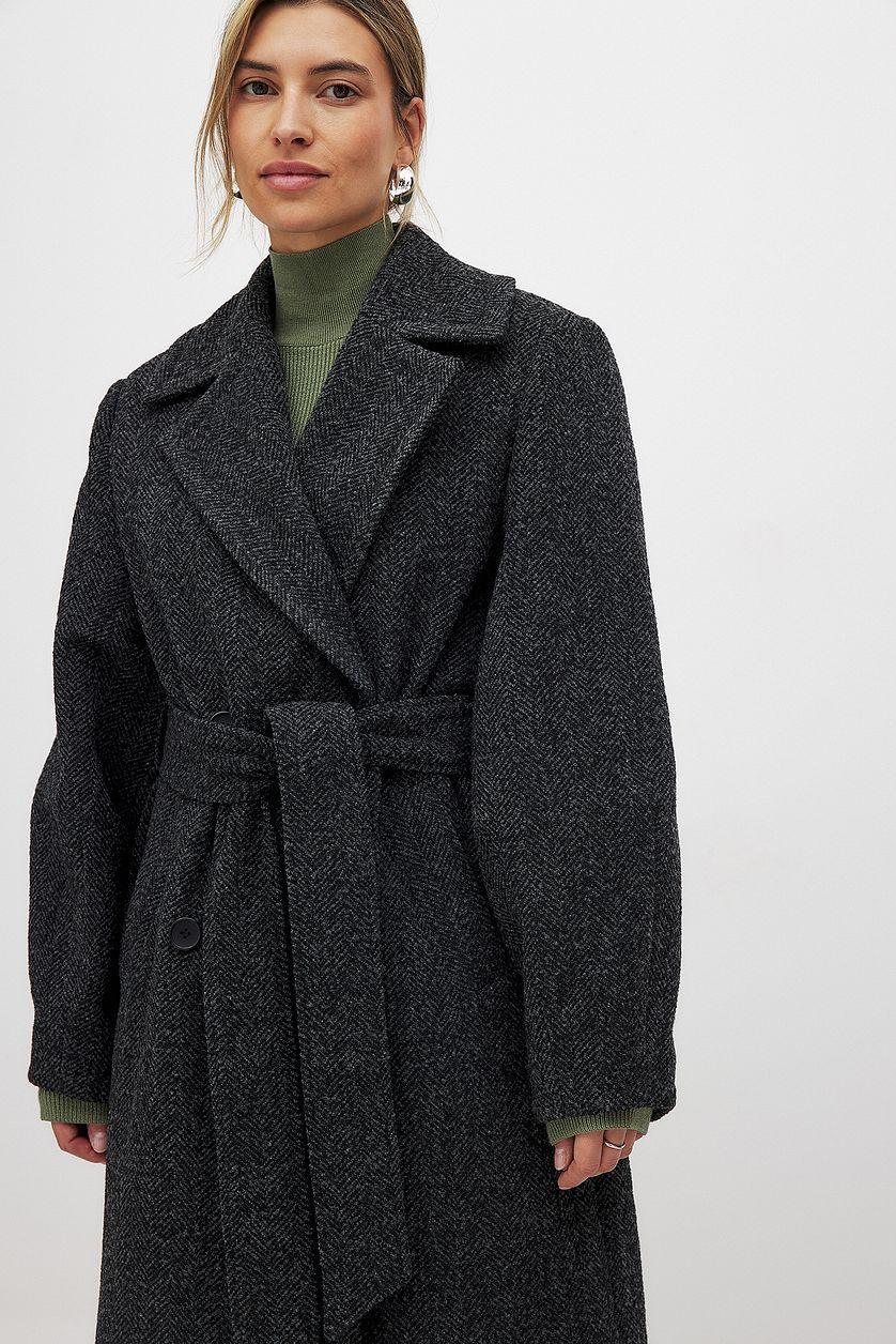 Herringbone Belted Coat Product Image